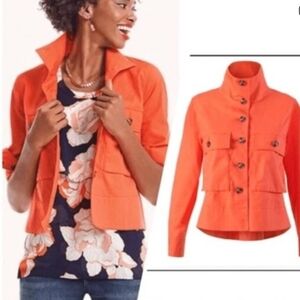 Cabi Resort Casual Button Up Lightweight Jacket Women's Size S Tiger Lily/Orange